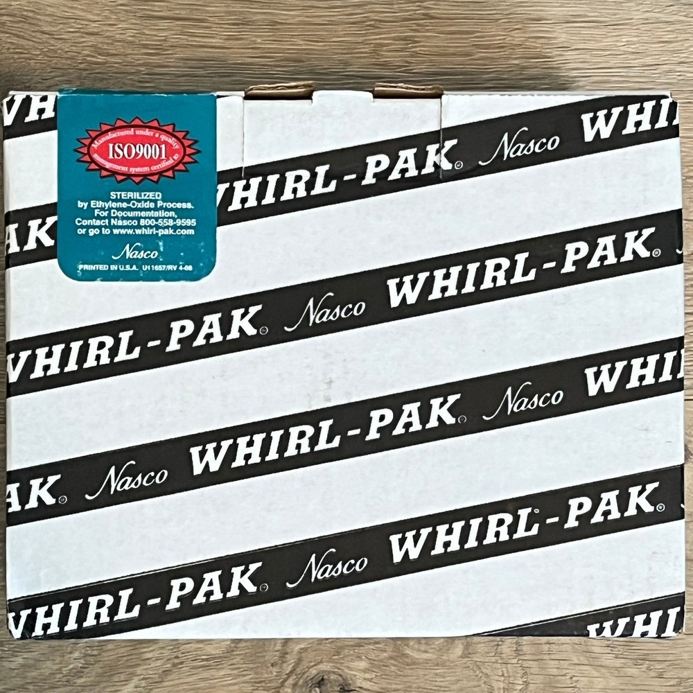 Nasco Whirl‑Pak B01062 Write‑On 4oz/118 mL Write-On Sample Bag MFG 03/2020 500pk